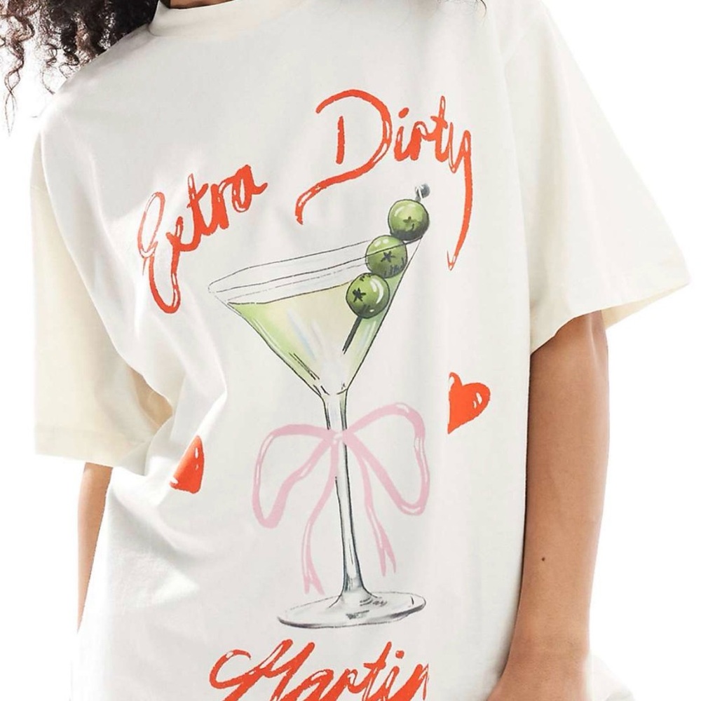 Graphic Tee with Martini Design